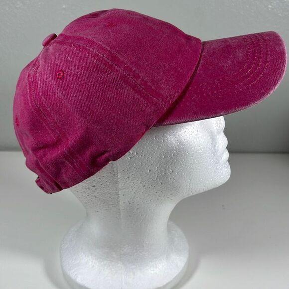 Women’s 100% Cotton Buckle Back Baseball Cap. 
Rose Red. OSFM - Picture 4 of 7